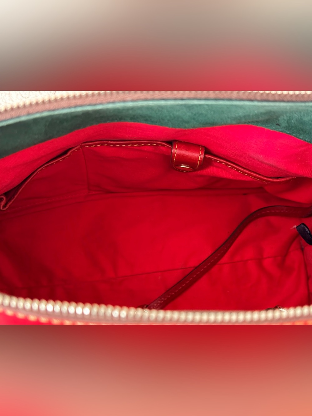 Dooney & Bourke Red Leather Shoulder Satchel with Braided Handle - Picture 6 of 8